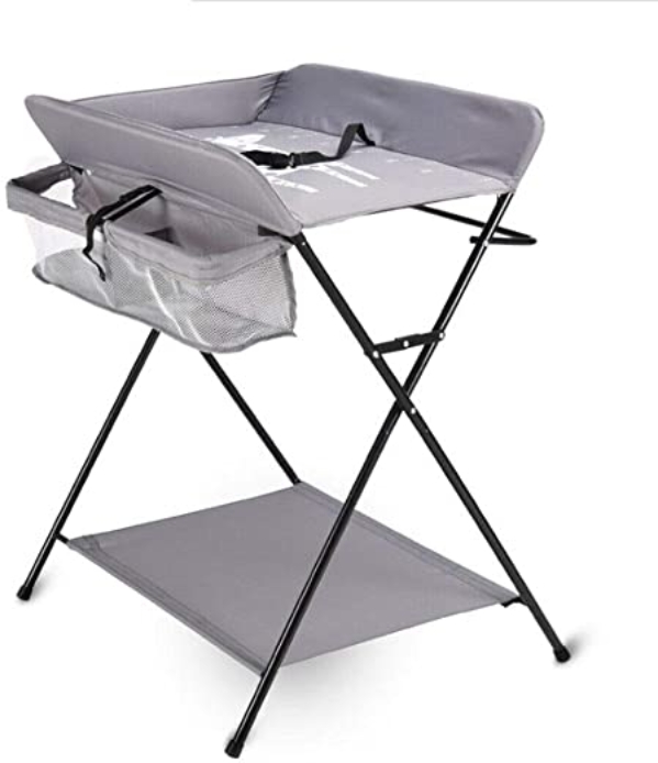 Wickelkombination – Klappbarer Wickeltisch, Mobiler Wickeltisch mit Wickelauflage, Sicherheitsgurt und Ablagefächern, Platzsparende und Stabile…