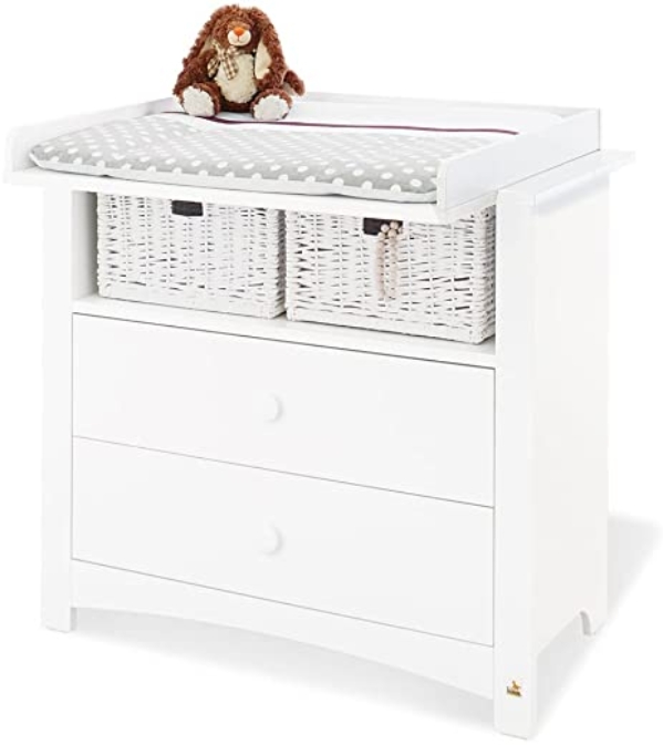 Wickelkommode Wickeltisch Florentina breit von Pinolino, abnehmbarer Wickelaufsatz, weiß