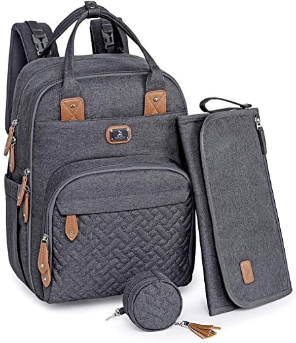 Wickeltasche Rucksack – Dikaslon Großer Wickelrucksack mit Multifunktions-Babytaschen und mobiler Wickelauflage – Schnullerhalter und…