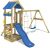 WICKEY Spielturm Klettergerüst FreshFlyer mit Schaukel & blauer Rutsche, Kletterturm mit Sandkasten, Leiter & Spiel-Zubehör