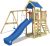 WICKEY Spielturm Klettergerüst MultiFlyer mit Schaukel & blauer Rutsche, Kletterturm mit Sandkasten, Leiter & Spiel-Zubehör