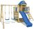 WICKEY Spielturm Klettergerüst Smart Cave mit Schaukel & blauer Rutsche, Baumhaus mit Sandkasten, Kletterleiter & Spiel-Zubehör