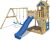 WICKEY Spielturm Klettergerüst Smart Lodge 120 mit Schaukel & blauer Rutsche, Baumhaus mit Sandkasten, Kletterleiter & Spiel-Zubehör