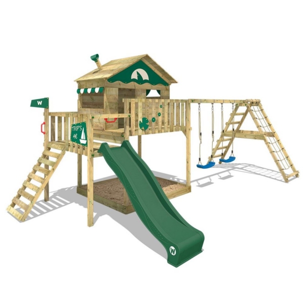 Wickey Spielturm »Klettergerüst Smart Ocean mit Schaukel & Rutsche, Stelzenhaus mit Sandkasten, Kletterleiter & Spiel-Zubehör«