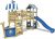 WICKEY Spielturm Klettergerüst StormFlyer mit Schaukel & blauer Rutsche, Baumhaus mit Sandkasten, Kletterleiter & Spiel-Zubehör