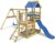 WICKEY Spielturm Klettergerüst TurboFlyer mit Schaukel & blauer Rutsche, Kletterturm mit Sandkasten, Leiter & Spiel-Zubehör