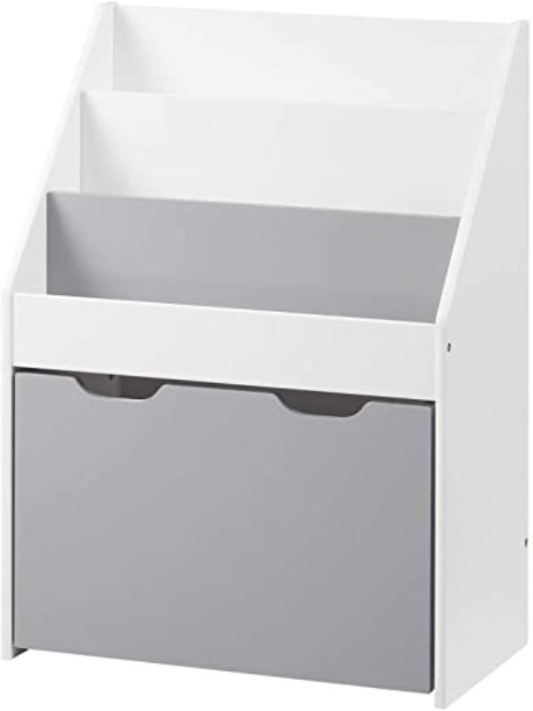 WOLTU KR004 Kinderregal Bücherregal Regal für Kinder, Spielzeugregal 3 Regale Aufbewahrungstruhe mit Räder , Baby Standregal aus Holz Mehrzweck…