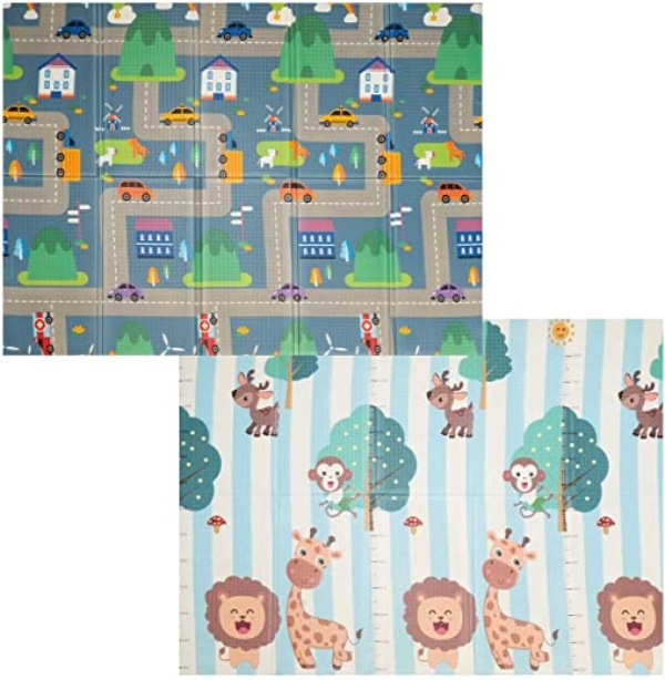 XXL Baby Spielmatte, Baby Krabbelmatte, faltbare Baby Bodenmatte, ungiftig, XPE Schaumstoff, beidseitig bedruckt und wasserdicht für Innen oder…
