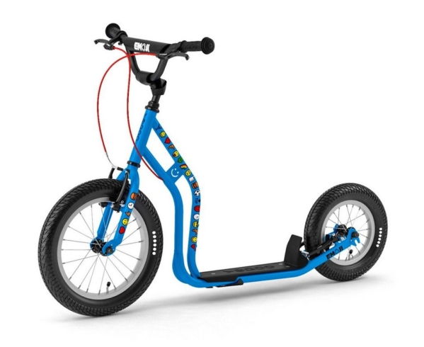 Yedoo Tretroller »Scooter Wzoom Emoji 16/12 Zoll blau«, Stahlrahmen, Alu-Felgen, V-Brake, ab 120 cm Körpergröße