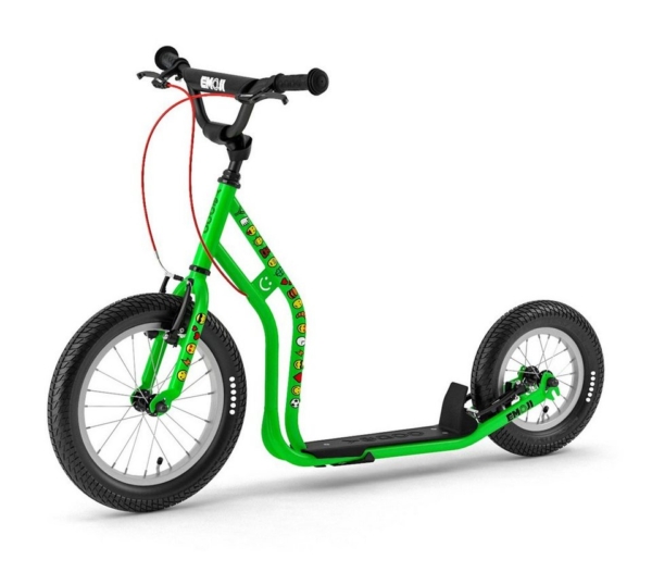 Yedoo Tretroller »Scooter Wzoom Emoji 16/12 Zoll grün«, Stahlrahmen, Alu-Felgen, V-Brake, ab 120 cm Körpergröße
