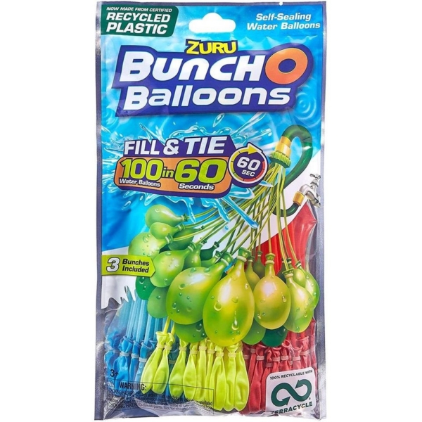 ZURU Wasserbombe »Bunch o Balloons«, 100 Wasserbomben für Kinder, selbst verschließend, ohne Knoten, aus recycelbaren Materialien, Wasserspielzeug,…